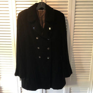 Vintage Gucci Brown Velvet Pea Coat in Size 44